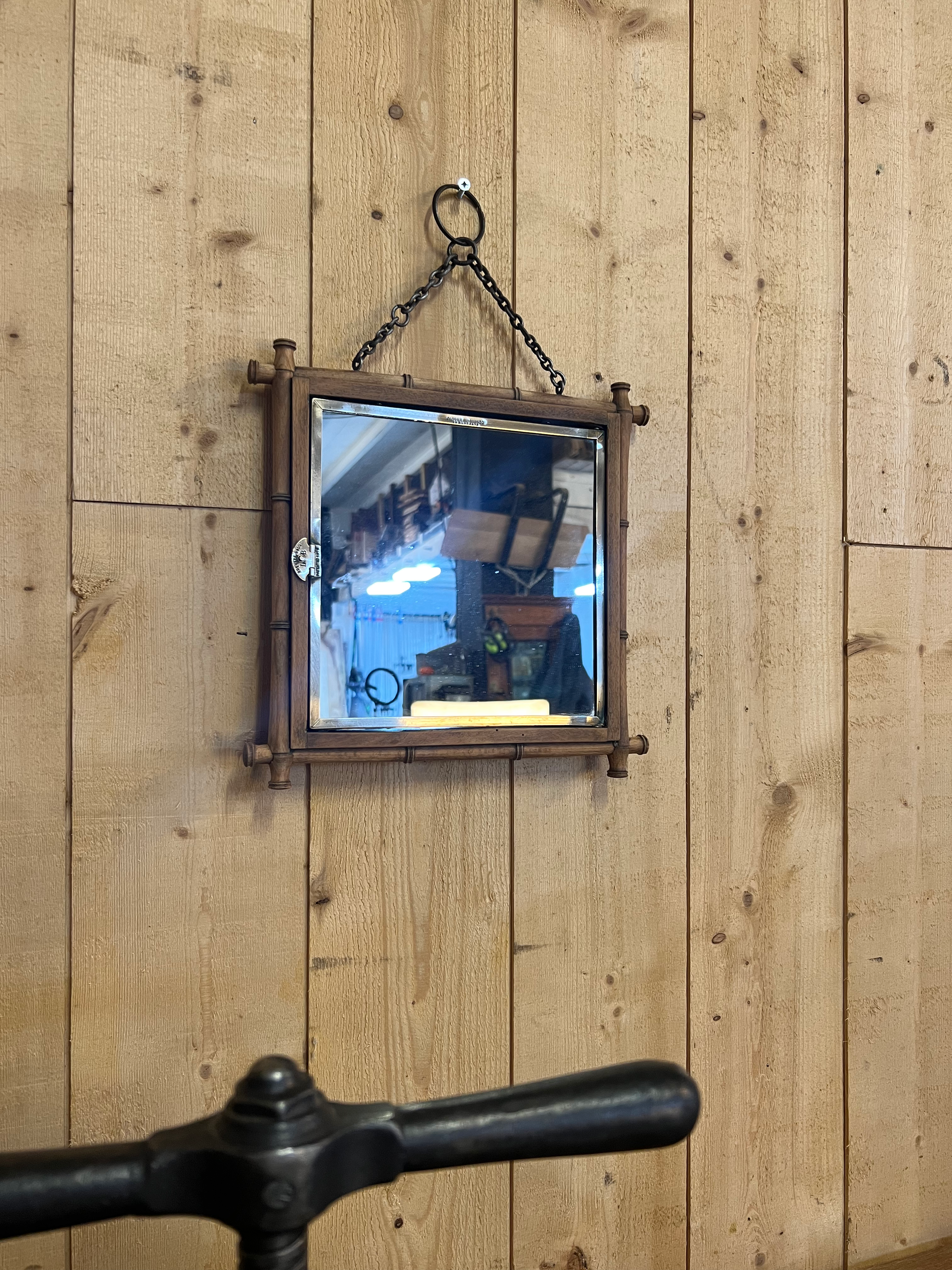 Miroir triptyque en bambou et laiton 1876