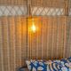 Hammered glass table lamp with vintage style shade