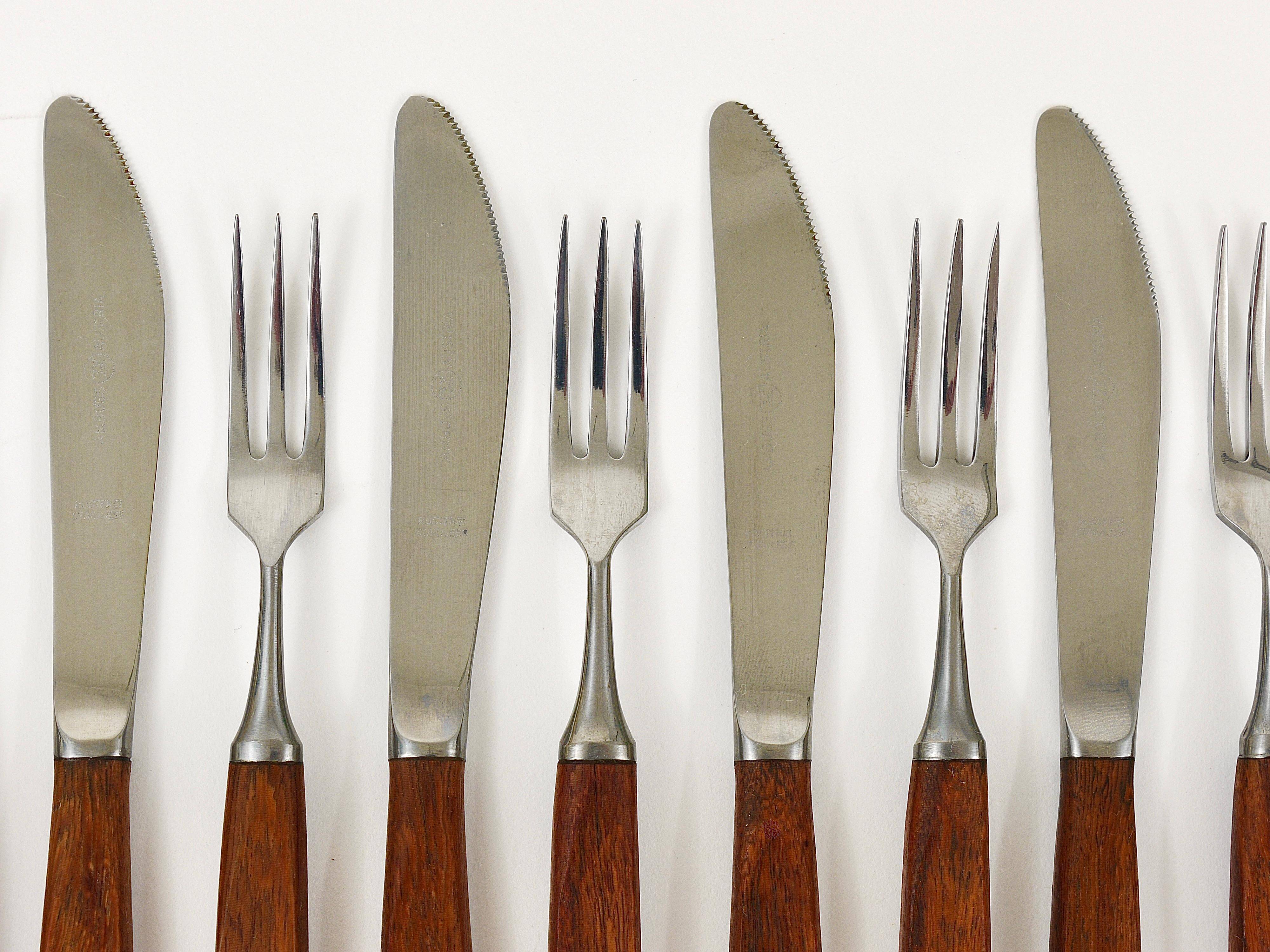 Amboss Box Mid-Century 6 Knives and 6 Forks, Cutlery, Austria, 1950s