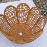 Set of 4 vintage wicker pendant lamps