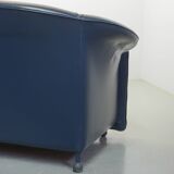 Wittmann Petrol Blue Soft Leather Sofa Model Aura Designed by Paolo Piva