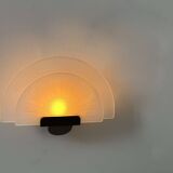 Vintage wall lamp "Diva" Ezio Didone for Arteluce, sandblasted glass and black metal, Italy 1970