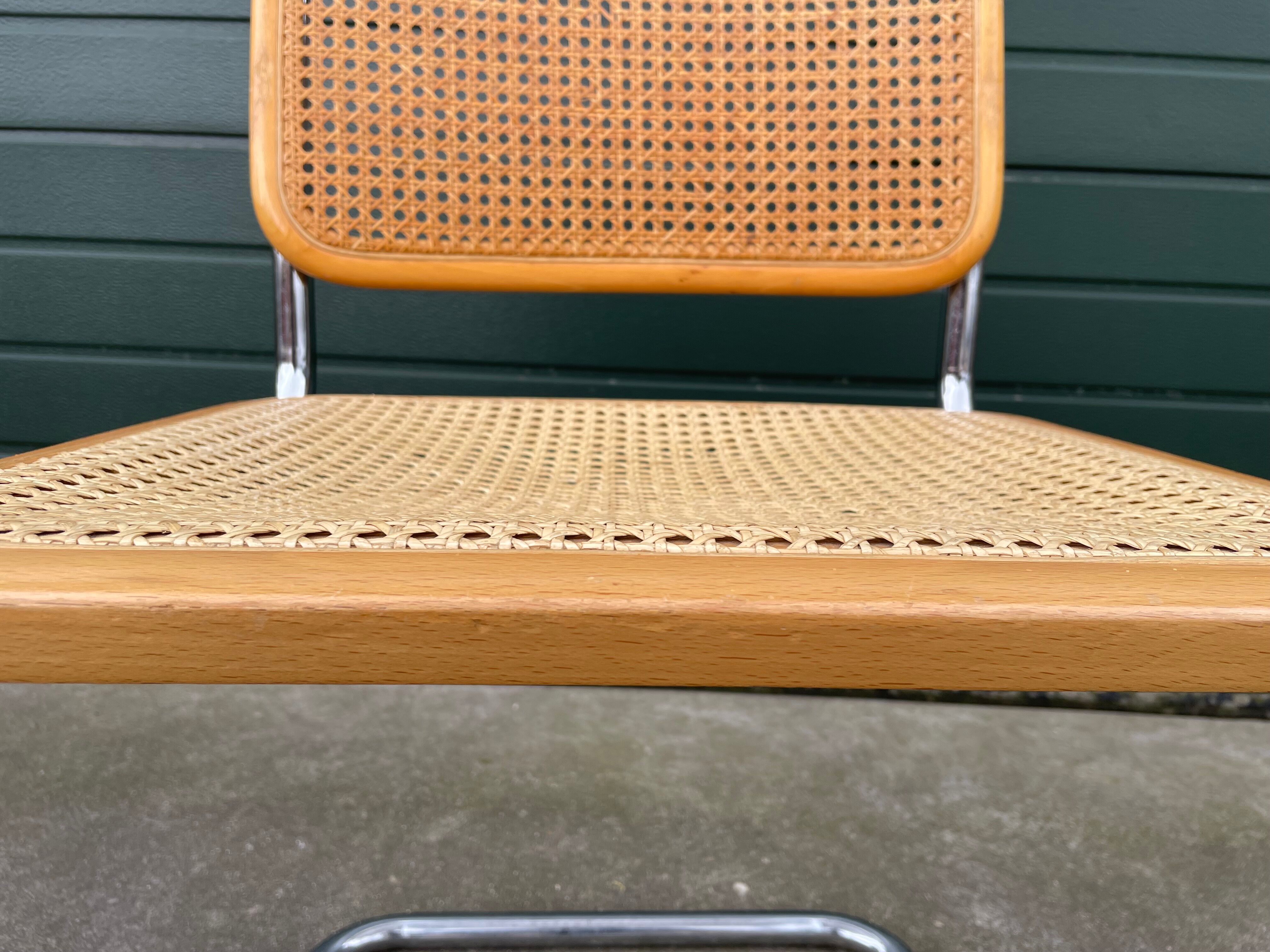 Lot de 4 chaises Cesca modèle b32 en chrome fabriqué en italie par Marcel Breuer