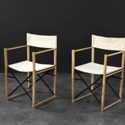 Vintage Mid-Century Scandinavian Modern Beech Safari Director's Chairs