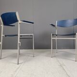 Minimalist Metal and Plywood Stackable Armchairs by Gijs Van Der Sluis, Set of 6