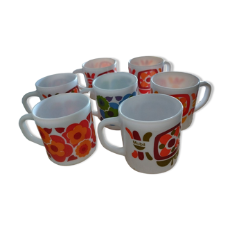 Vintage mugs arcopal lotus mobil 6+1