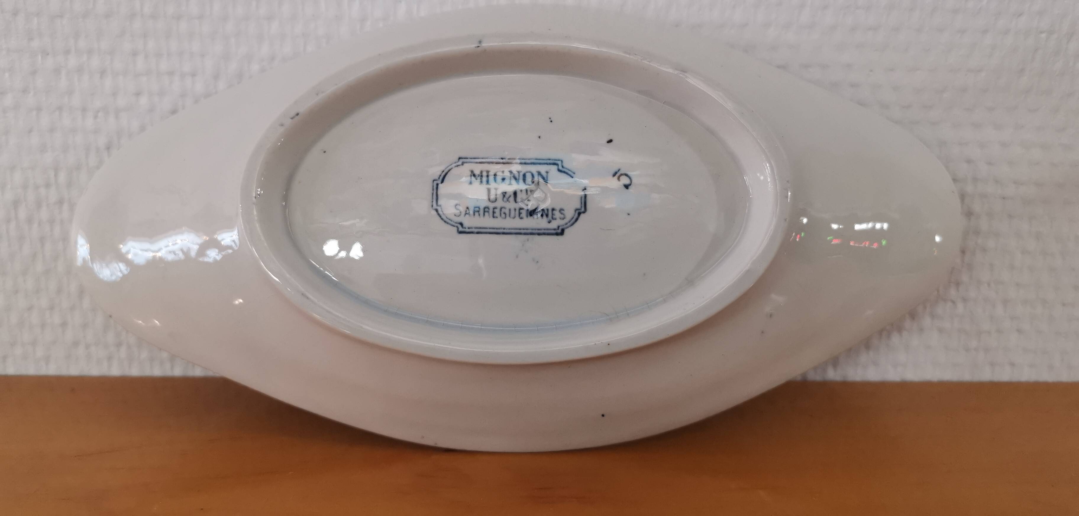 Blue and green iron clay bowl, “Mignon” model, H & Cie Sarreguemines