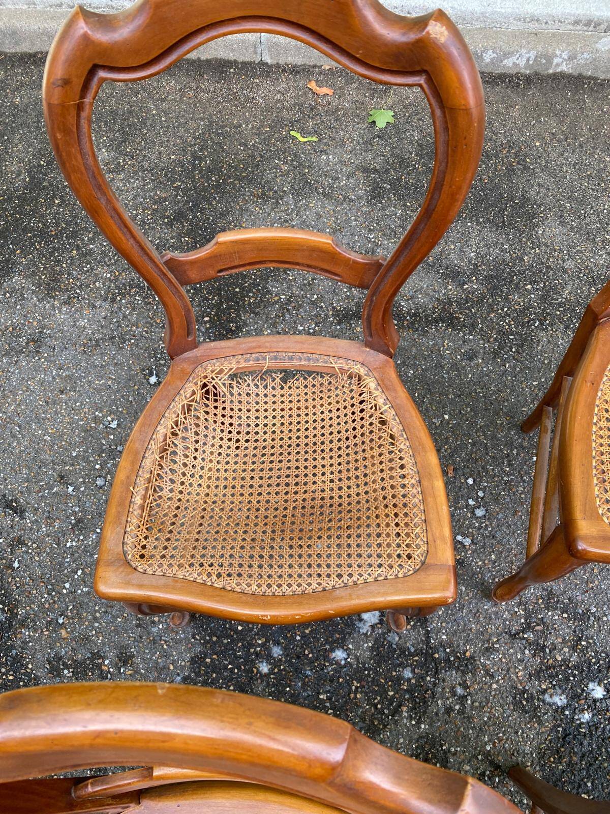 4 Louis Philippe caned dining chairs from the 19th century