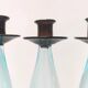 Set of Three Aquamarine and Brown Murano Glass Candleholders, Italy
