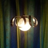 Glass and chrome metal pendant light from the 70s