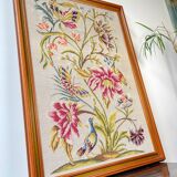 Vintage Floral Canvas Tapestry - Retro Wall Hanging Embroidery