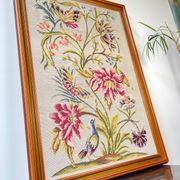 Vintage Floral Canvas Tapestry - Retro Wall Hanging Embroidery