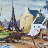 Marine painting “Littoral Breton” signed Marijane le Goaster – 1985