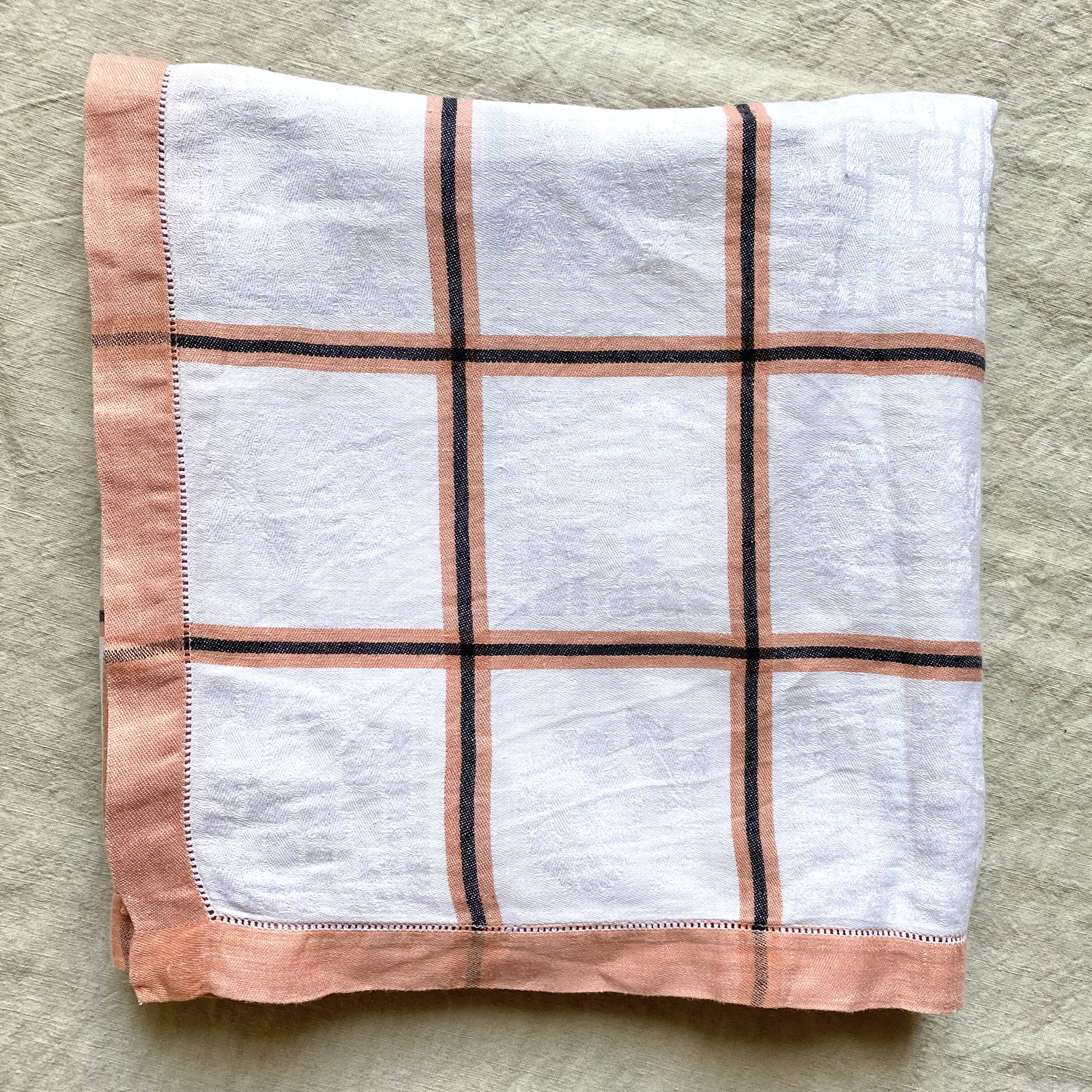 Nappe carrée vintage quadrillée 120X120