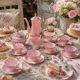 Magnificent service in art deco pastel pink porcelain.