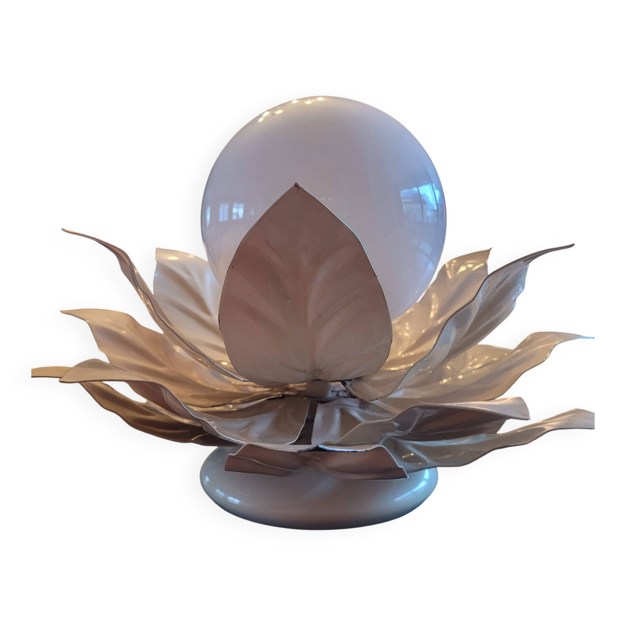 Flower table lamp - Opaline globe