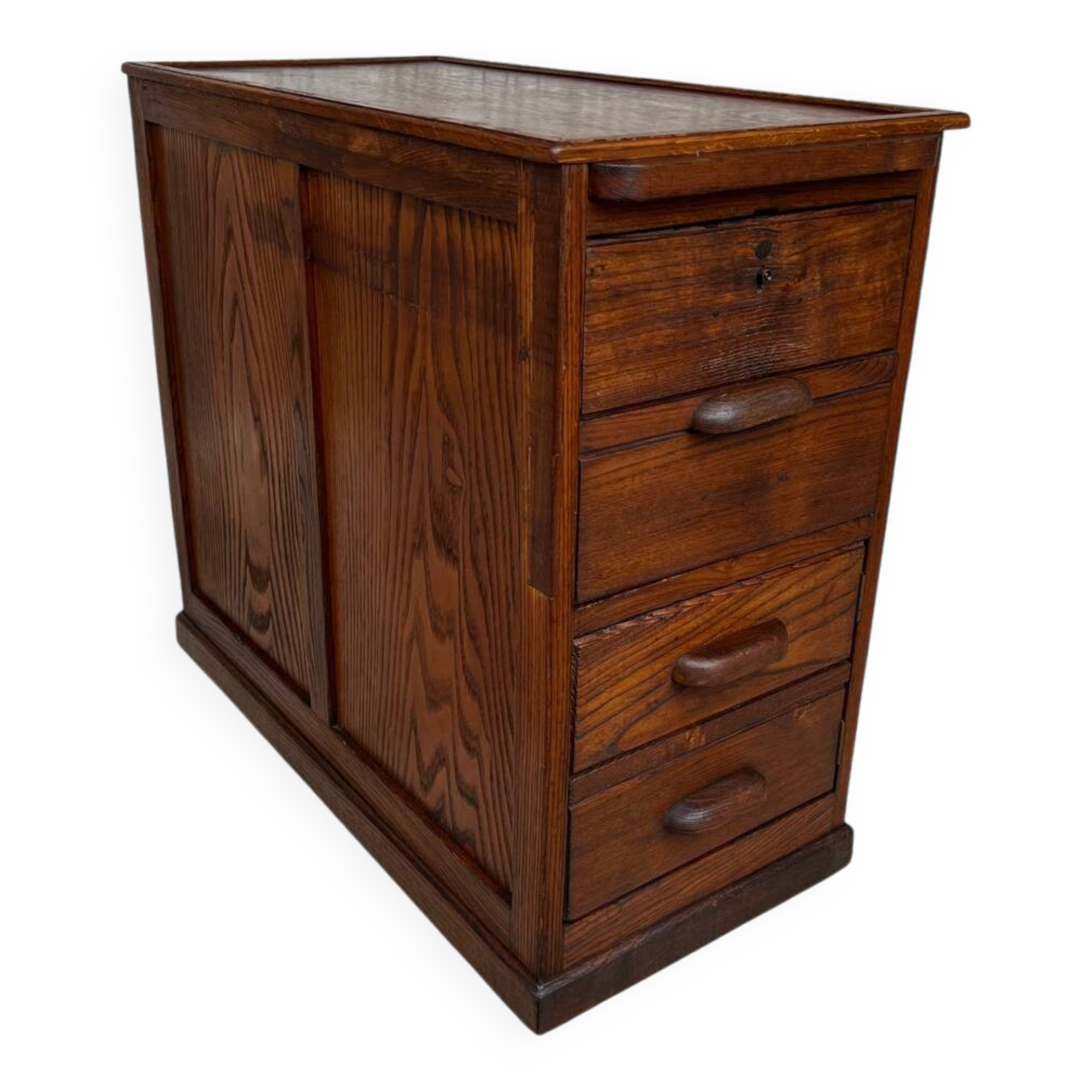 Ancien caisson de bureau en chêne, double face