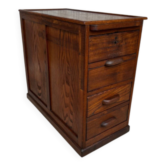 Ancien caisson de bureau en chêne, double face