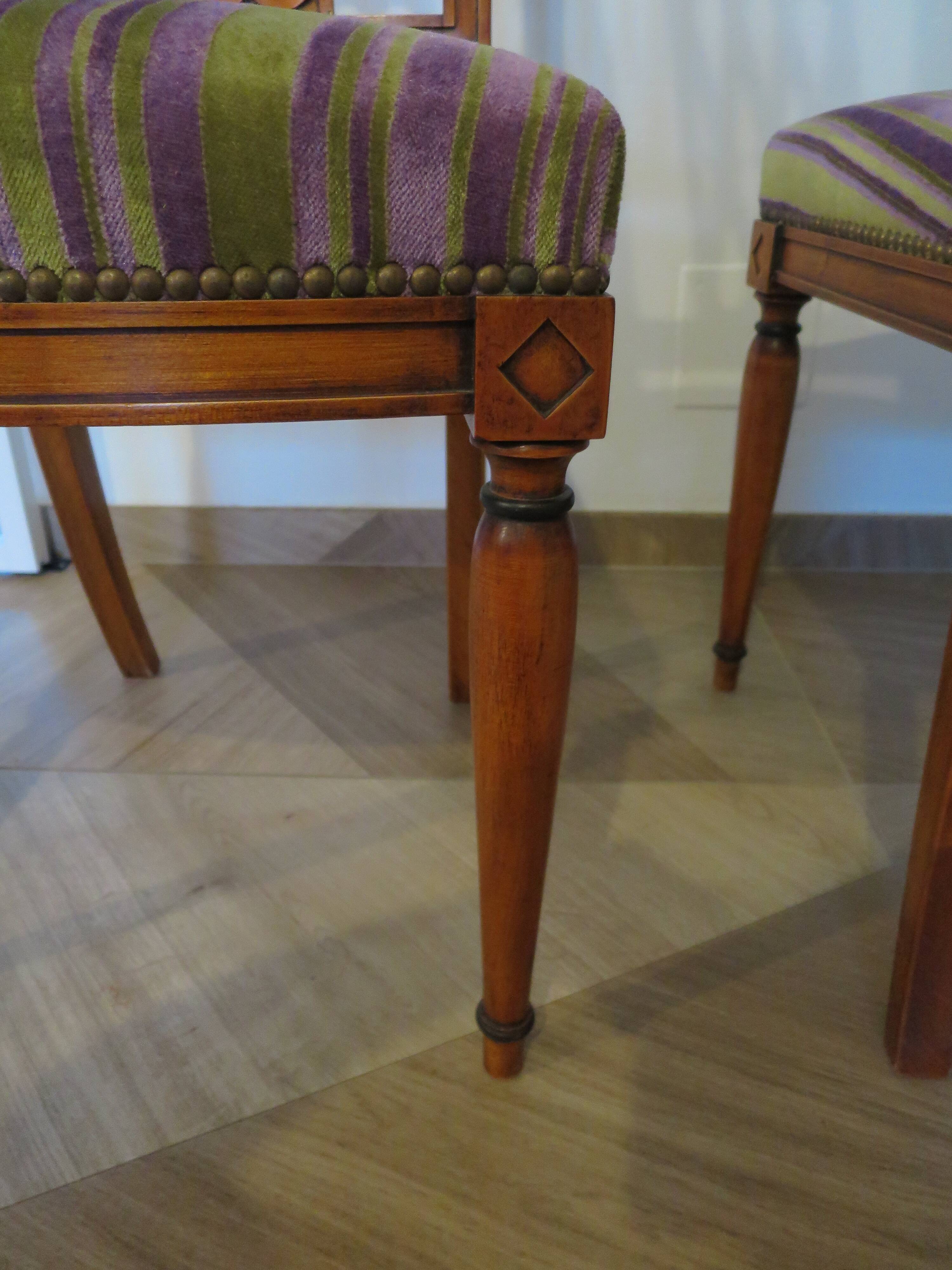Set of 2 Purple and Green Tapestry Chairs - Cherry