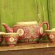 Théière chinoise mu shou rose et ses tasses