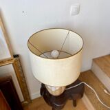 Table lamp in glazed ceramic and beige paper