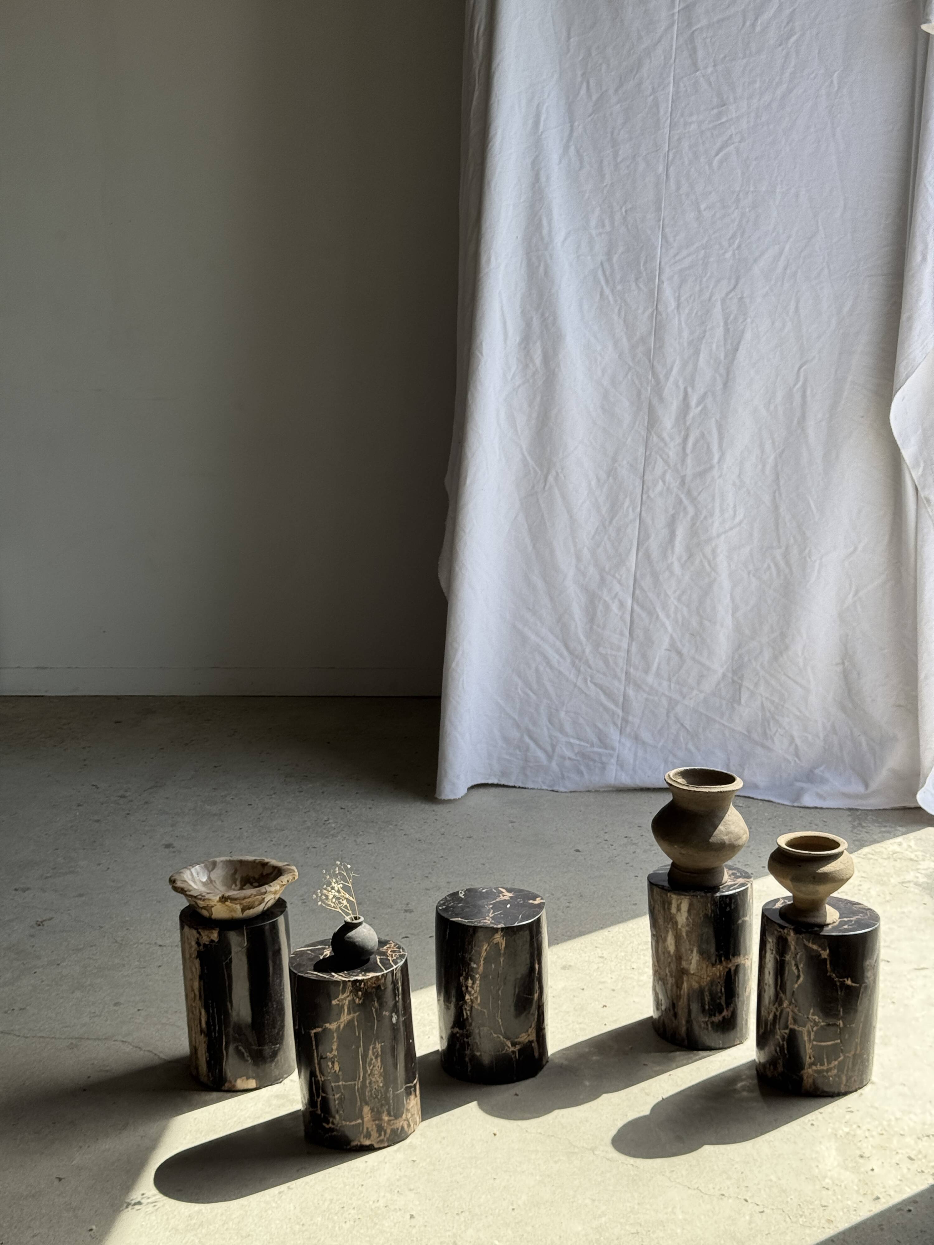 Table d'appoint en bois pétrifié noir