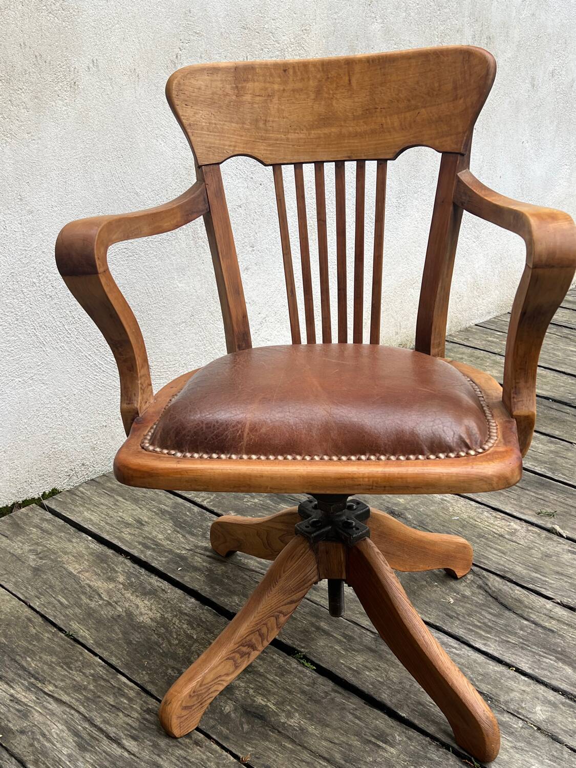 Fauteuil de bureau américain pivotant circa 1900 vintage