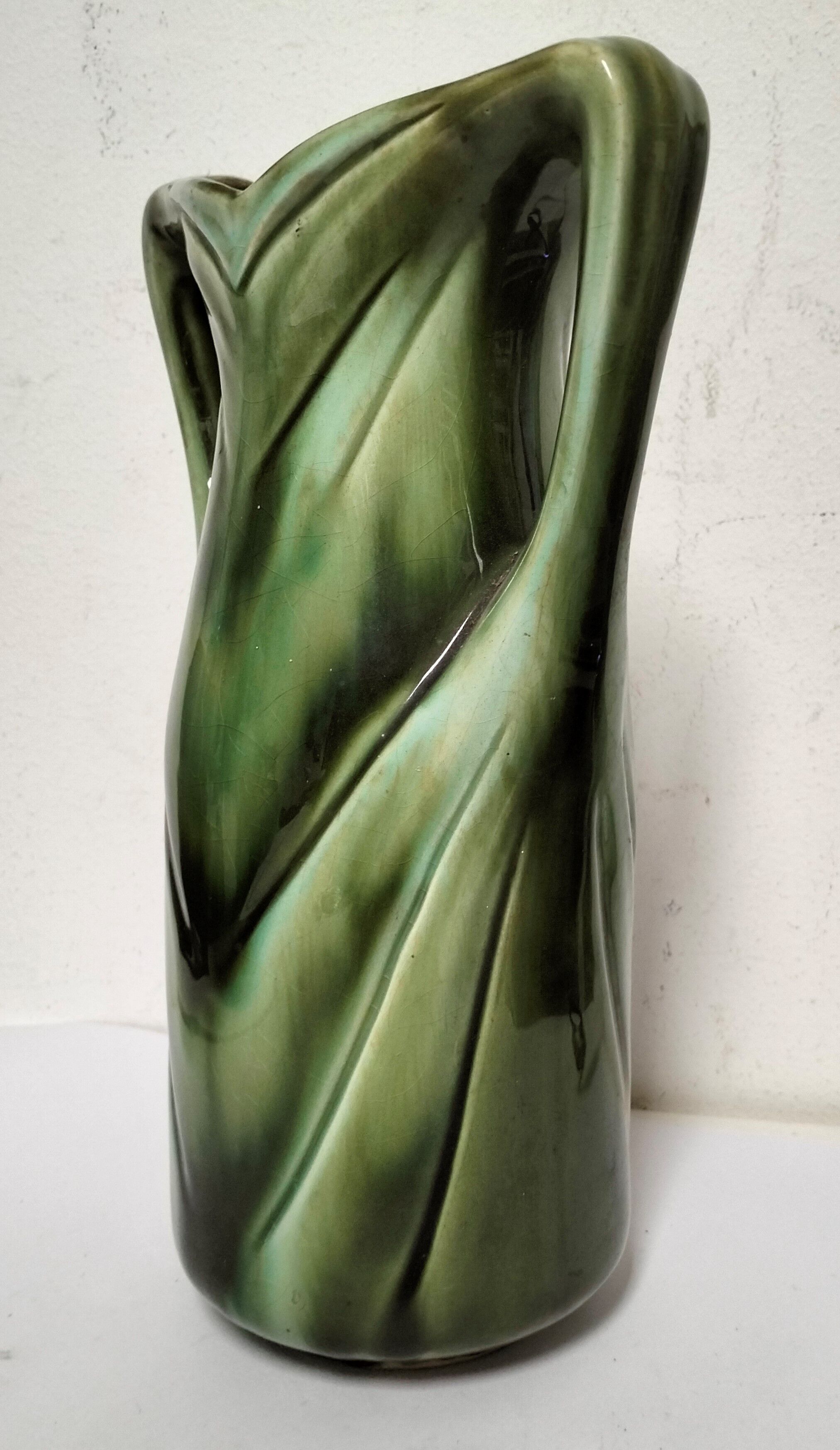 Old art nouveau earthenware slip vase