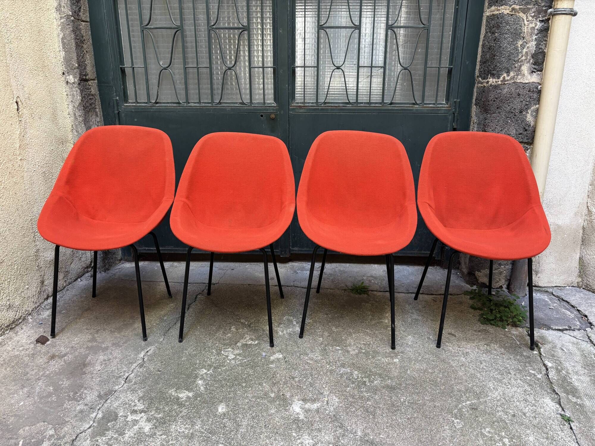 Set of 4 Geniève chairs by Dangles and Christian Defrance 1950