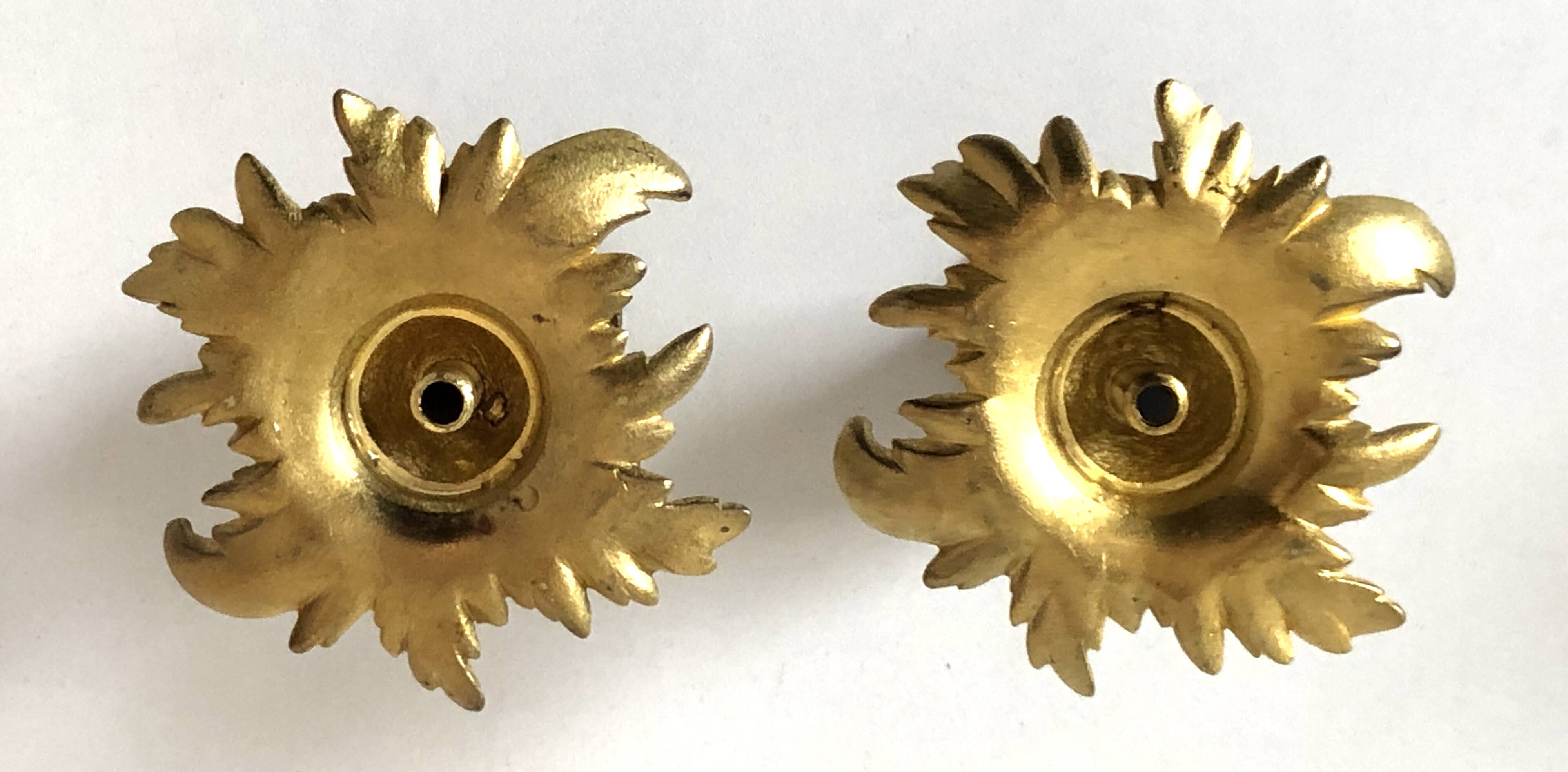 Pair candlesticks old golden brass