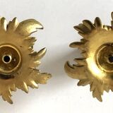 Pair candlesticks old golden brass