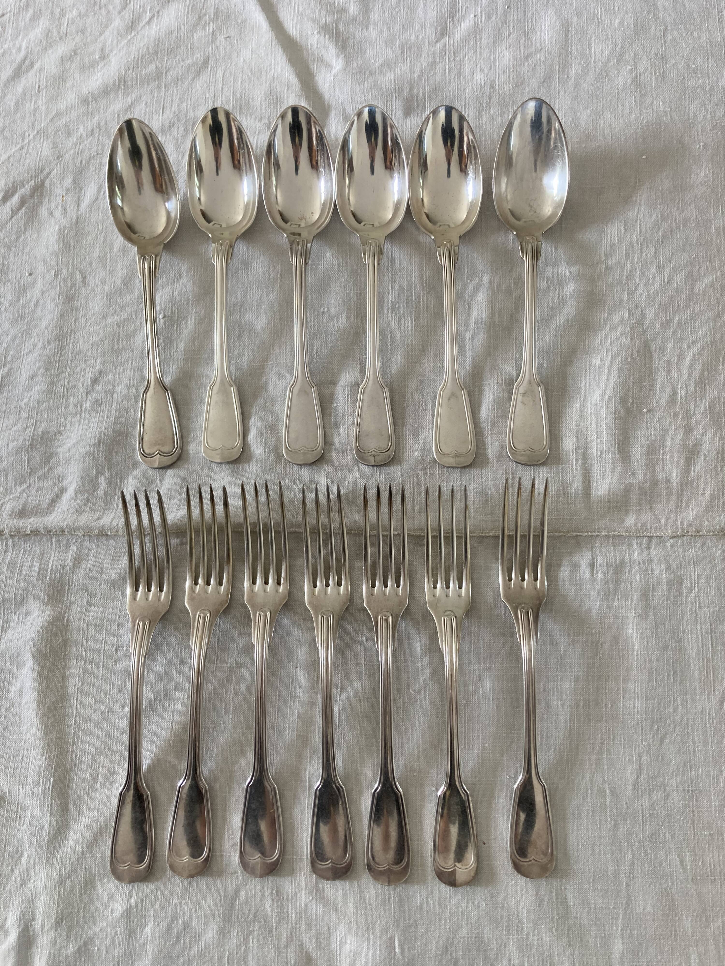 6 silver metal cutlery mesh model