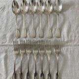 6 couverts en métal argenté modèle filet