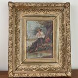 19th century french school the fisherman on the line circa 1860