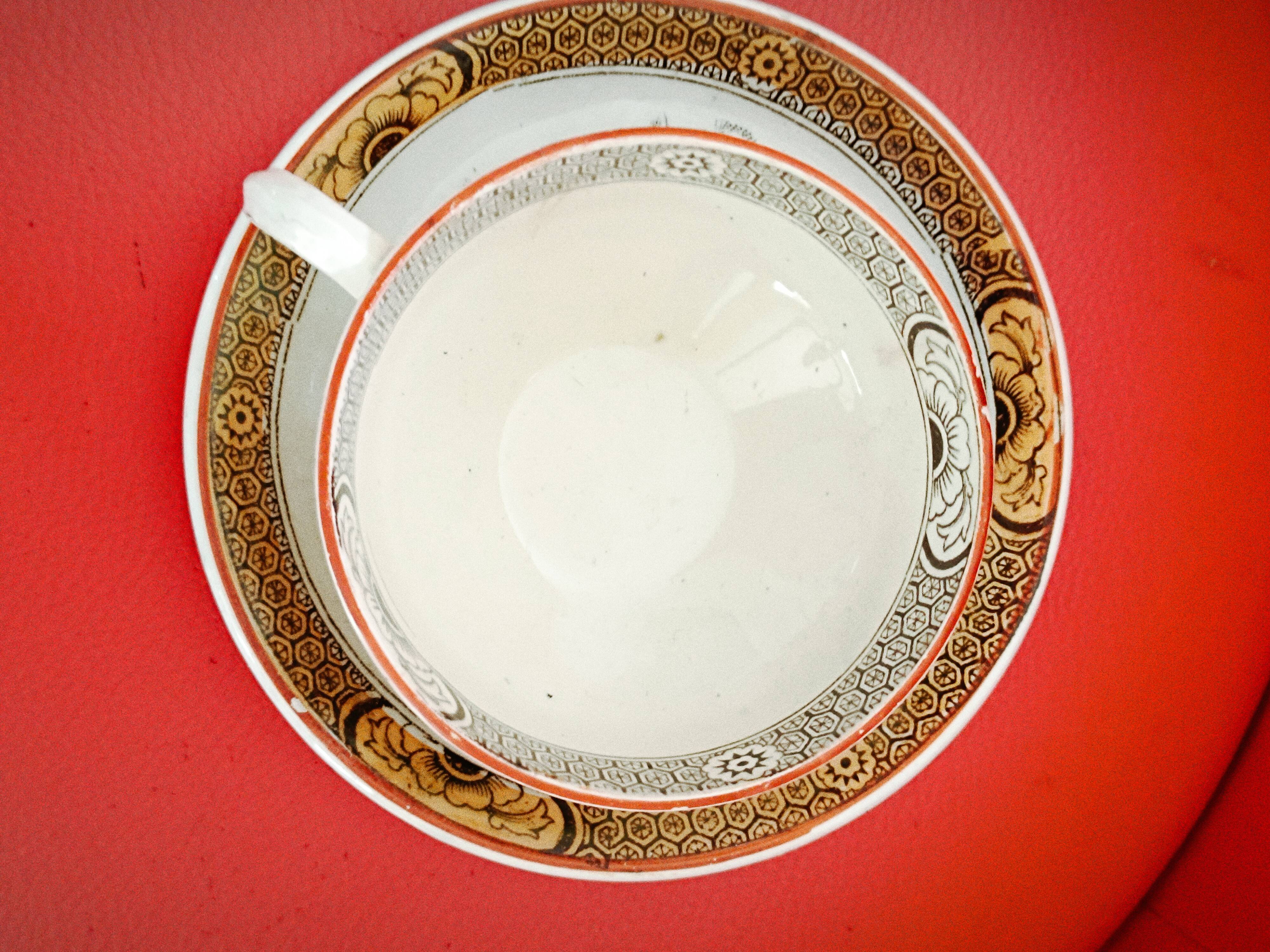 4 Badonviller tea cups with saucers, Tokio model + milk jug.