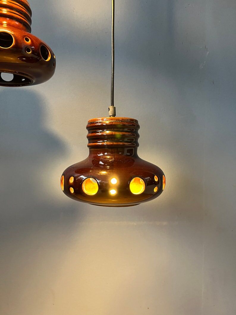 Ceramic pendant lamp West Germany Cascade