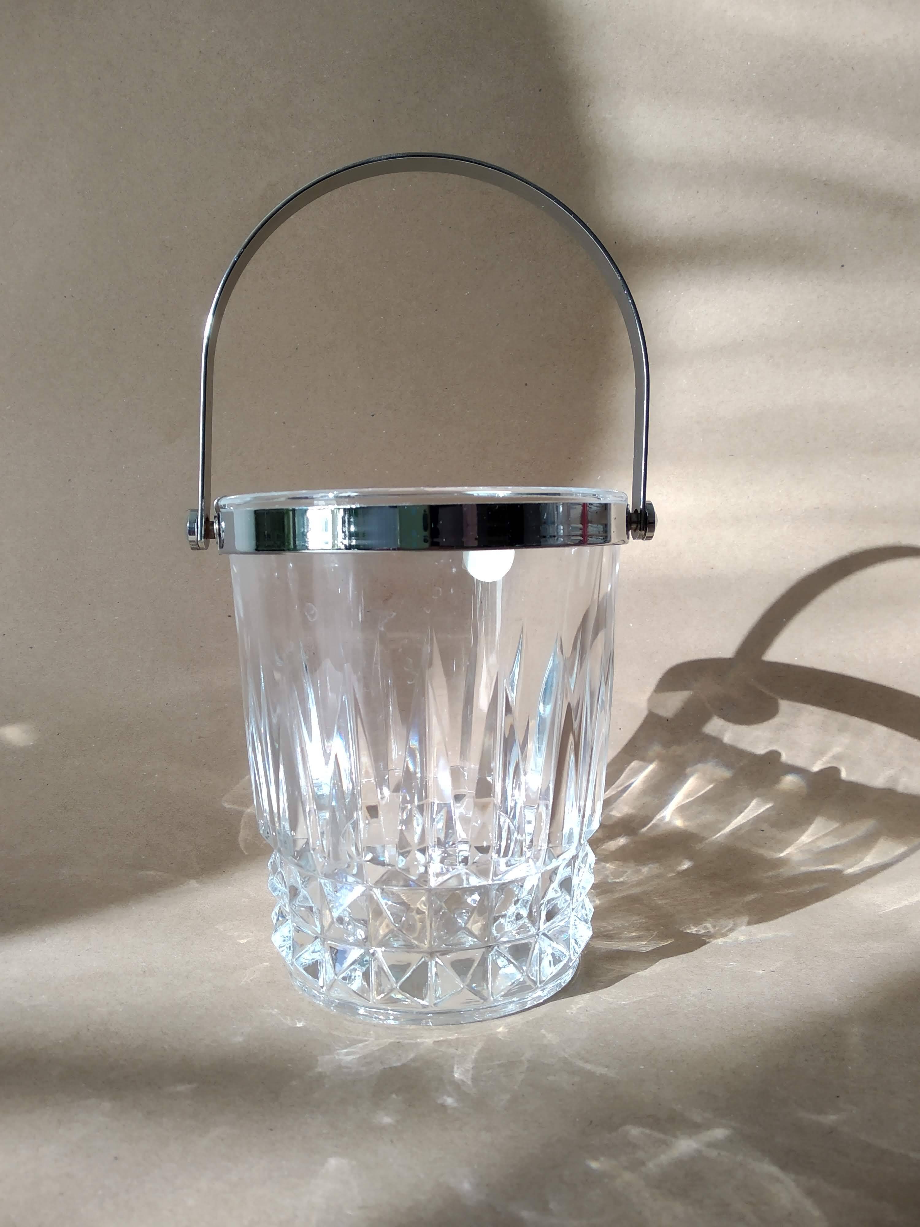 Vintage DArques Crystal Ice Bucket Diamond Tips