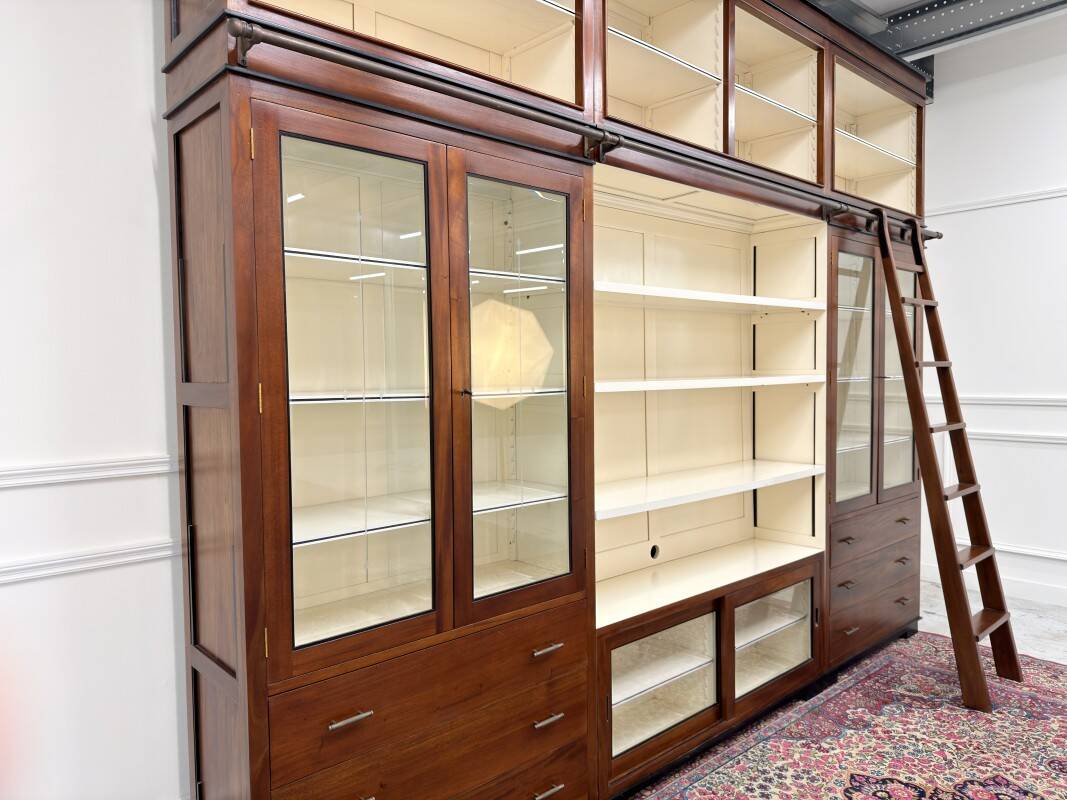 Large Classic English Art Deco Bookcase Library Cabinet