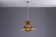 Grand lustre « bulle » en verre avec abat-jour en laiton