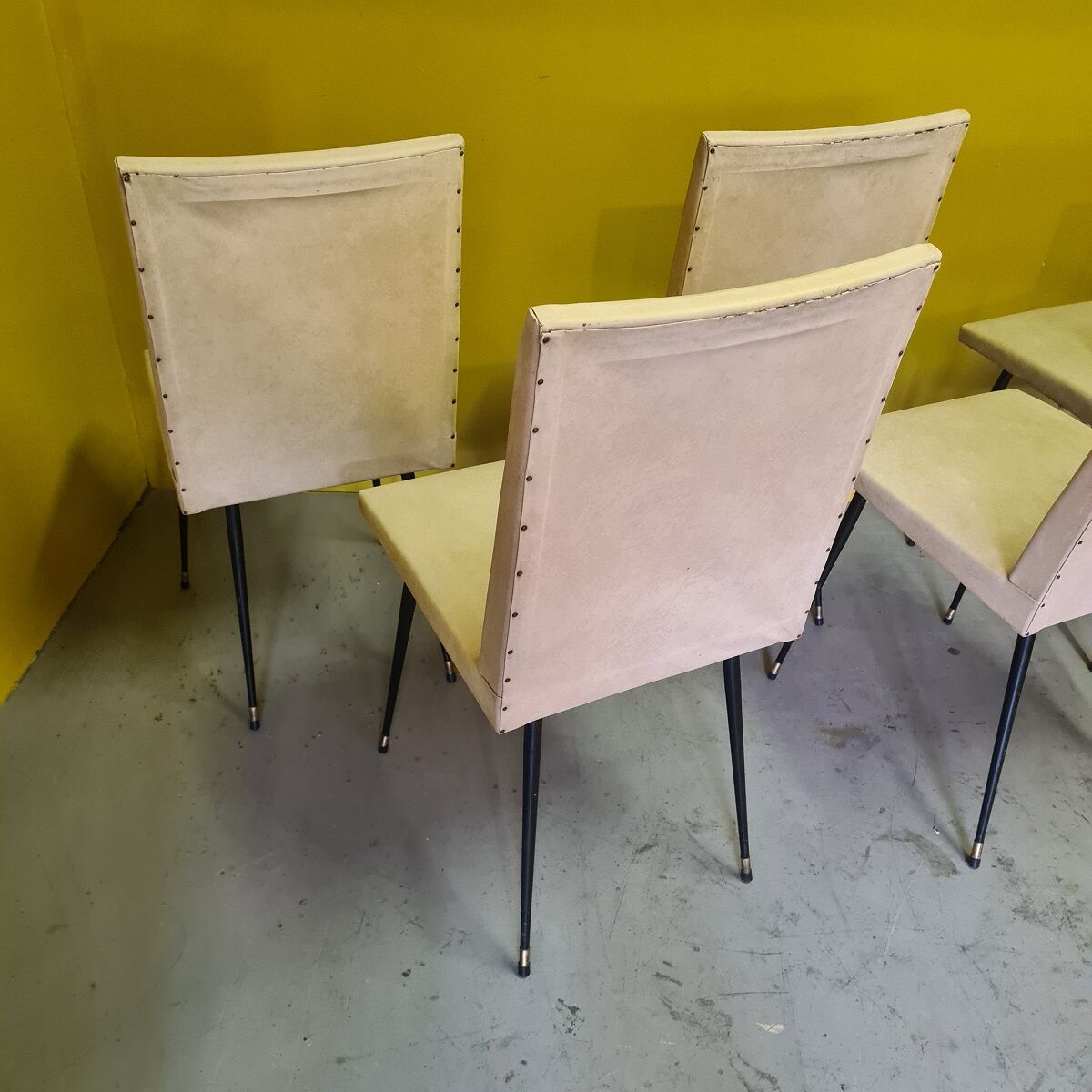 Set Of 6 Vintage French Dining Chairs, from the 1950s.