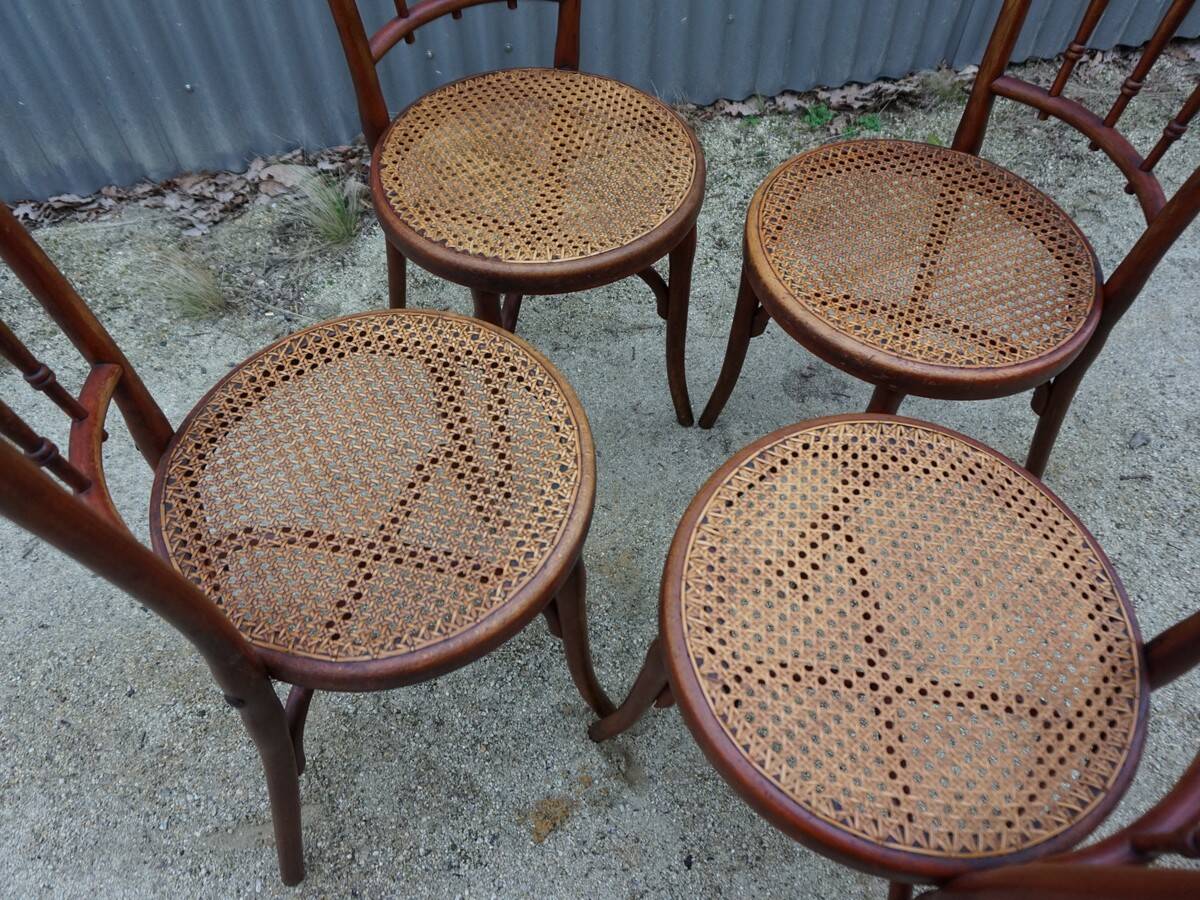 Chaises de salle à manger bistro Thonet originales, lot de 4