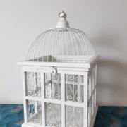 Vintage white cage for wood and metal decoration