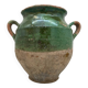 Old green glazed earthenware jam pot France 19th century