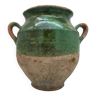 Ancien pot à confit en terre vernissé vert France XIX eme