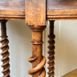 Pedestal table with octagonal tray in turned walnut