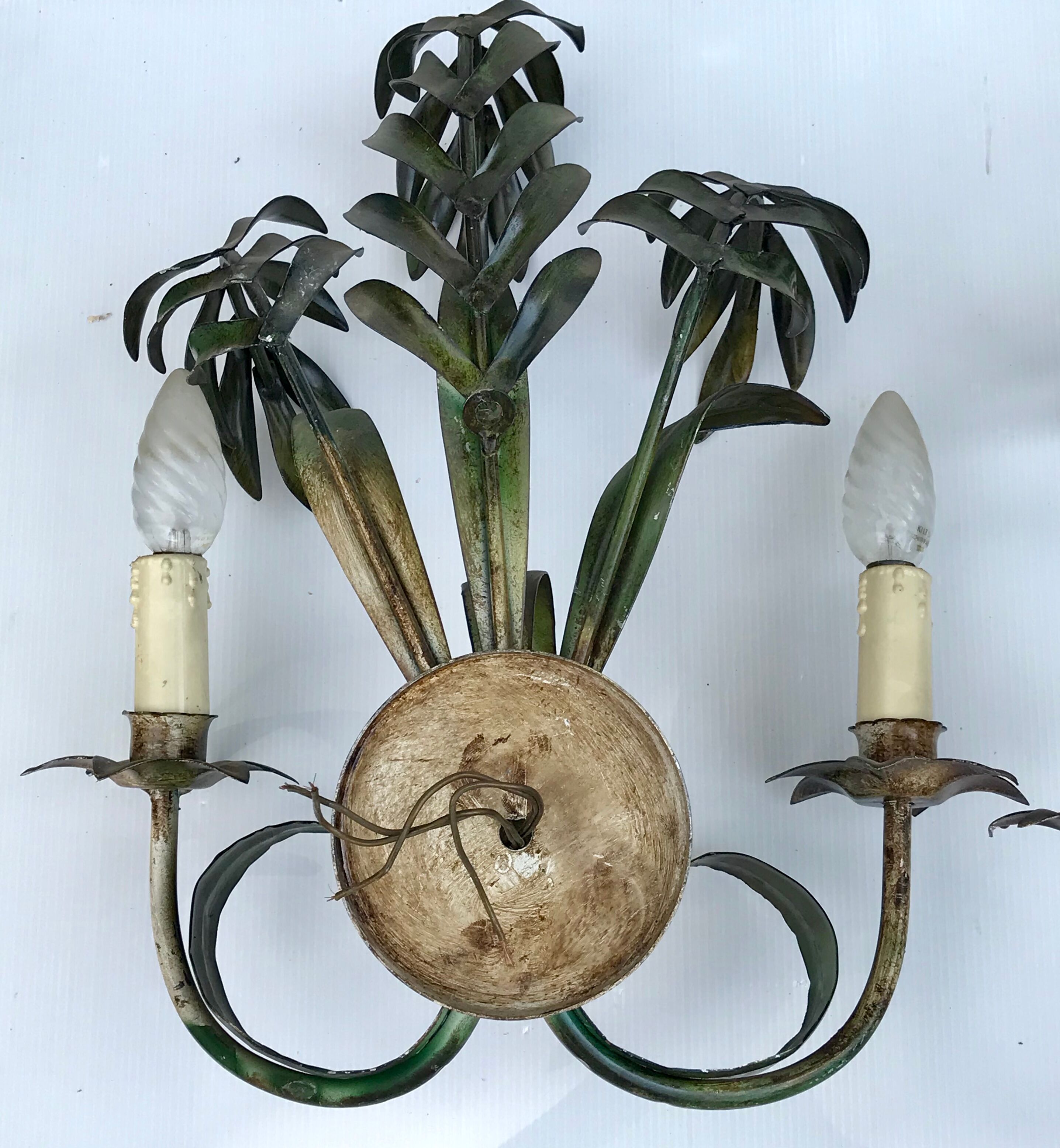 Pair of vintage palm leaf appliques