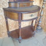 Elegant rounded dressing table in pine and rattan - 20th century