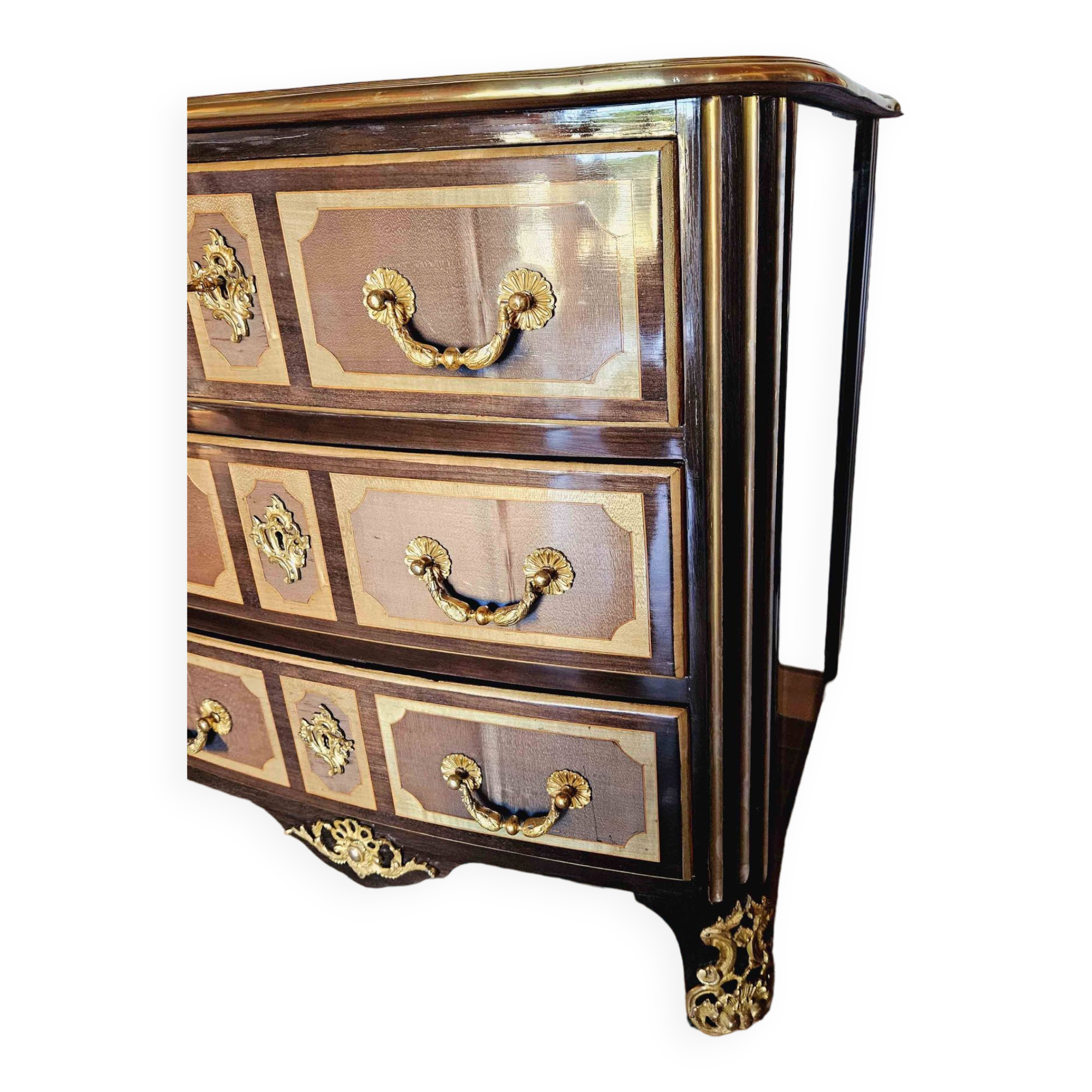 Small St Louis XIV curved chest of drawers Maison Jansen