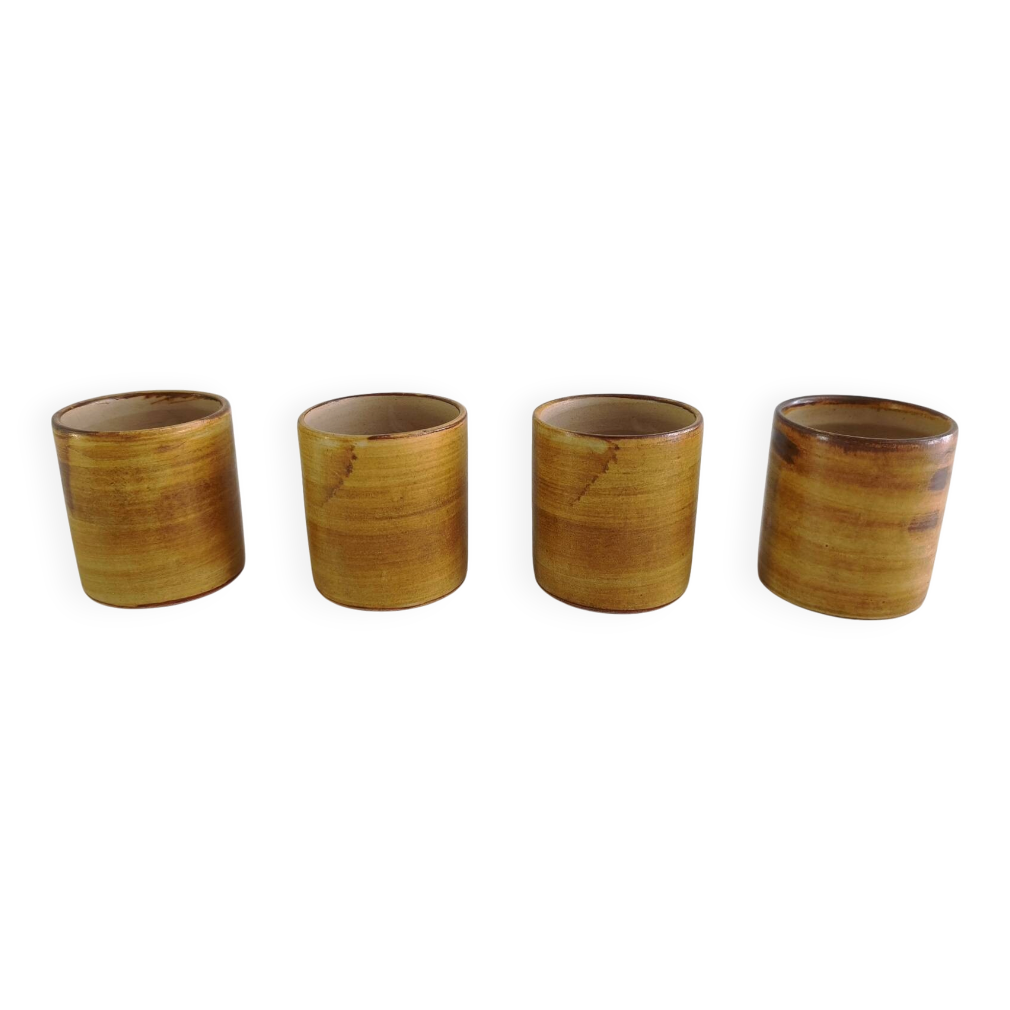 Set of 4 ceramic mugs signed Peyron
