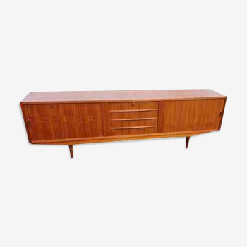 Scandinavian teak curtain sideboard, 4 drawers circa 1960